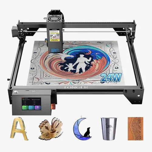 LONGER RAY5 20W Laser Engraver Cutter, Fixed Focus, 0.08*0.1mm Laser Spot, Color Touchscreen, 32-Bit Chipset, Support APP Connection, Working Area 400*365mm