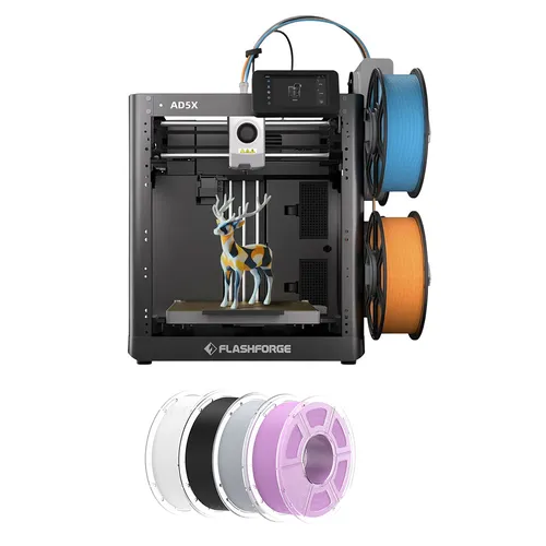 Flashforge AD5X 3D Printer + 4kg Mecpow HS PLA+ Filament - White/Lilac/Gray/Black