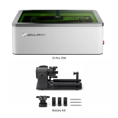 SCULPFUN E1 Pro 21W Laser Engraver + Rotary Kit
