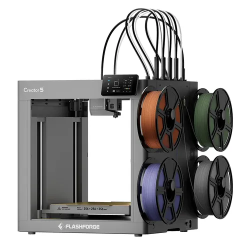 Flashforge Creator 5 3D Printer, 4 Independent Toolheads, 300mm/s High-Speed, Zero Purge Waste, Multi-Color & Multi-Material, 256×256×256mm