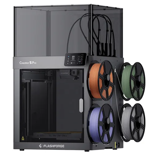 Flashforge Creator 5 Pro 3D Printer, 4 Independent Toolheads, 300mm/s High-Speed, Zero Purge Waste, 65°C Heated Chamber, Enclosed Multi-Color & Multi-Material
