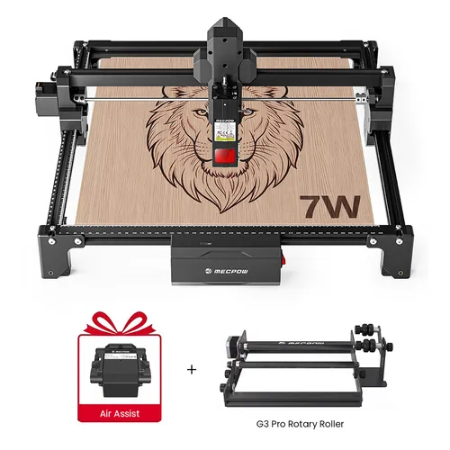Mecpow X3S 7W Laser Engraver + G3 Pro Rotary Roller
