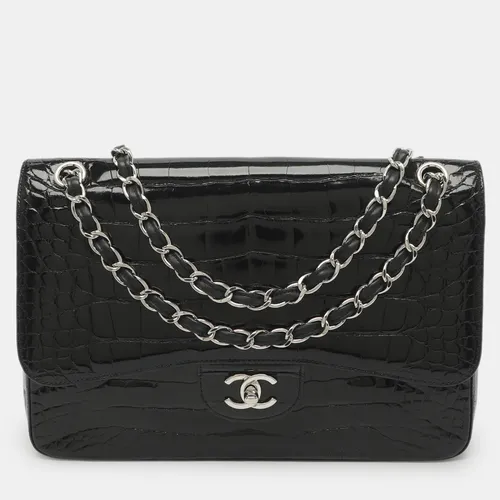 Chanel Classic Double Flap Jumbo Black Alligator Flap bag