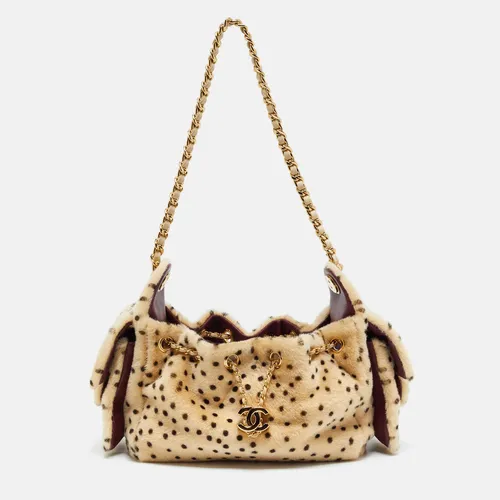 Chanel 25 Mini Beige/Black Cheetah Print Calf Hair Shoulder Bag