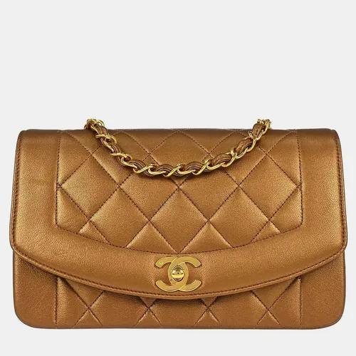 Chanel Diana Small Metallic Bronze Lambskin Shoulder Bag