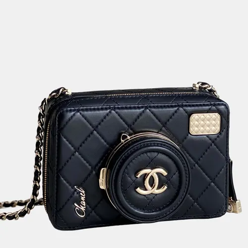 Chanel Camera Bag Mini Black Lambskin Leather Crossbody Bag