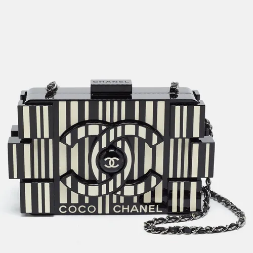 Chanel Boy Brick Lego Black/White Barcode Plexiglass Clutch