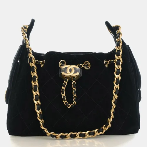 Chanel Mini Hobo Black Suede Leather Shoulder Bag