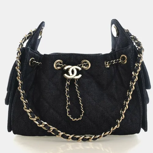 Chanel Mini Hobo Black Denim Shoulder Bag