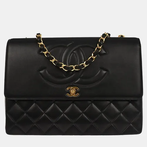 Chanel Black Lambskin Maxi Classic Flap Shoulder Bag