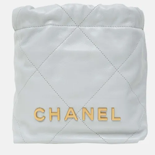 Chanel Mini 22 Light Grey Lambskin Leather