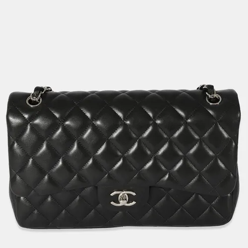 Chanel Classic Jumbo Black Quilted Lambskin Leather Shoulder Bag