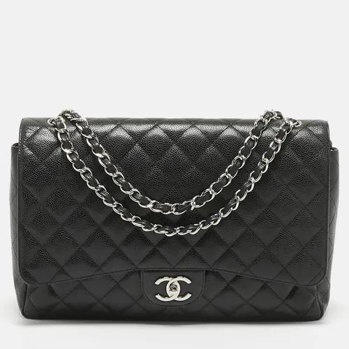 Chanel Black Quilted Caviar Leather Maxi