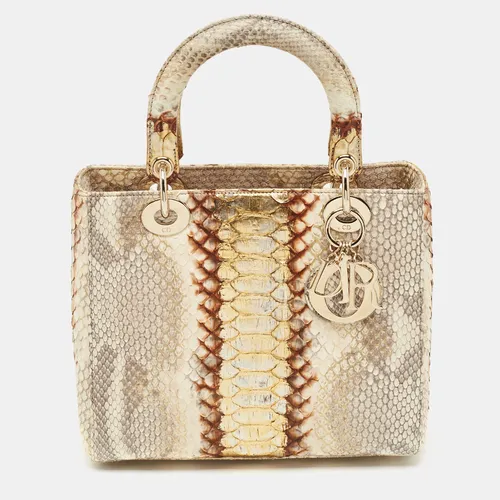 Dior Lady Dior Medium Gold/Beige Python