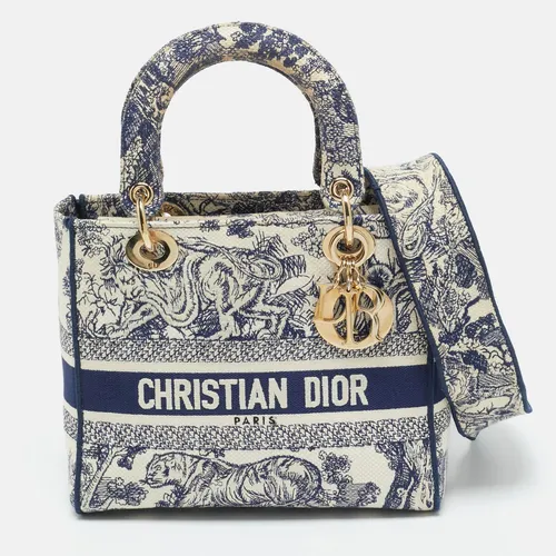Dior Toile de Jouy Lady D-Lite Medium Navy