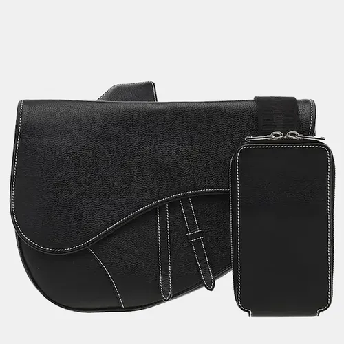 Christian Dior Saddle Maxi Black Grained