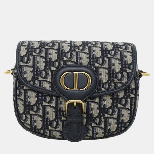 Dior Bobby Small Blue Oblique Canvas Leather Shoulder Bag