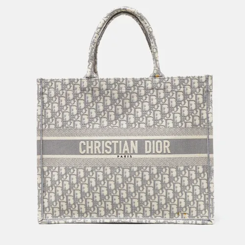 Dior Book Tote Large Grey Canvas Shopper
