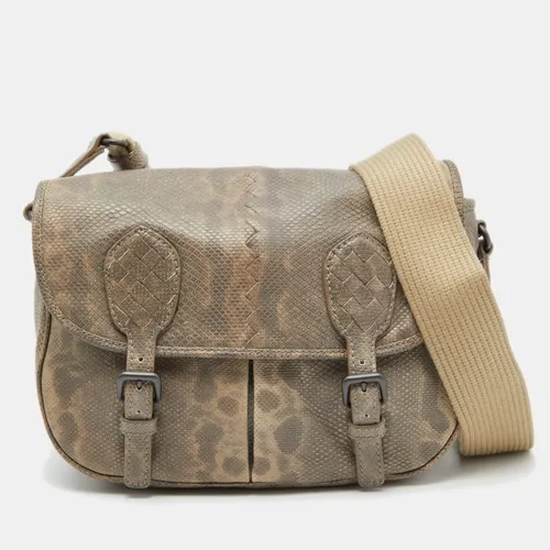 Bottega Veneta Beige/Brown Karung Leather