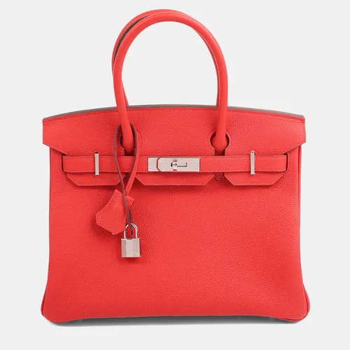 Hermes Rouge Radieux Birkin 30 Tote Bag