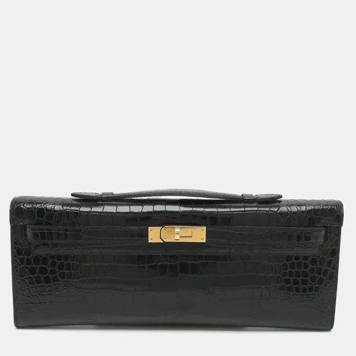 Hermès Kelly Cut Black Porosus Crocodile