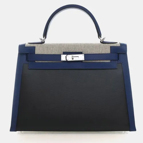 Hermes Kelly 32 Bleu Saphir Toile H