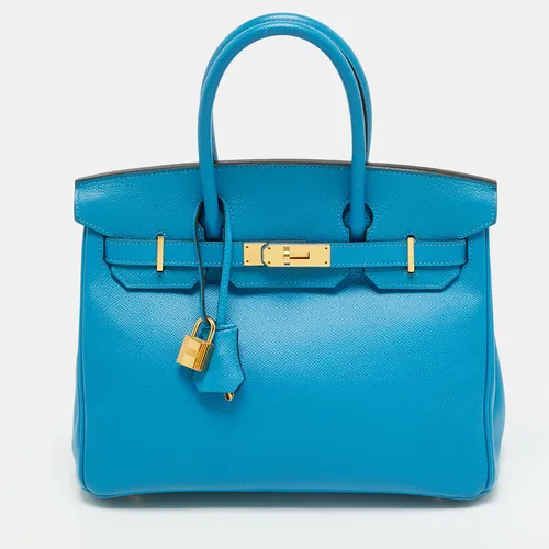 Hermes Birkin 30 Gold Finish Bleu Zanzibar