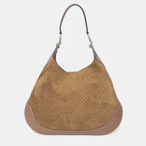 Gucci B Medium Brown Suede Shoulder Bag