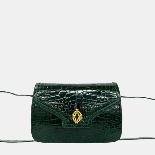 Gucci Vintage G Clasp Green Crocodile