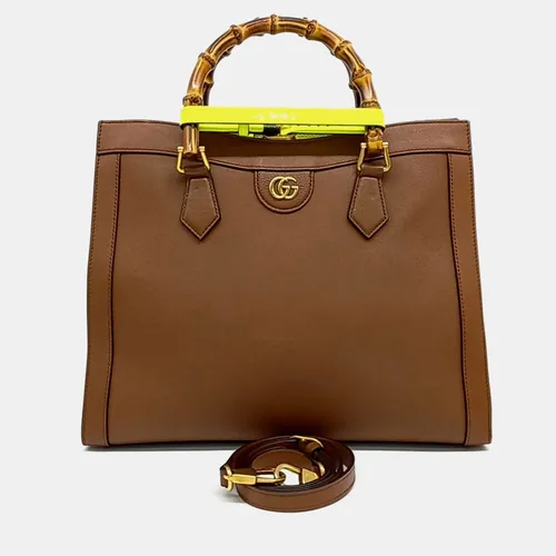 Gucci Brown Leather Diana Tote and