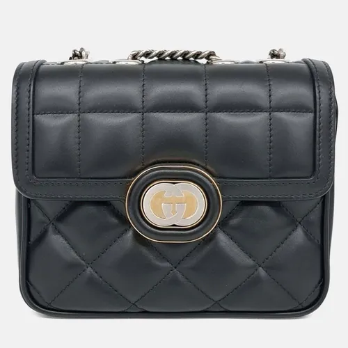 Gucci Black Leather Deco Mini Shoulder Bag