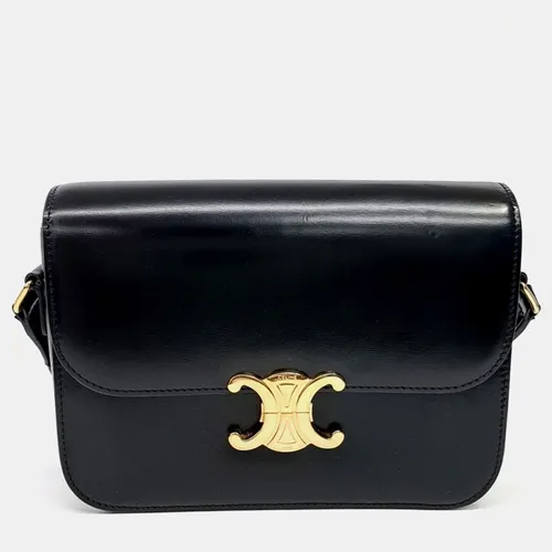 Celine Black Leather Triumph Bag Medium