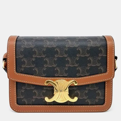 Celine Triomphe Medium Tan Black Triomphe