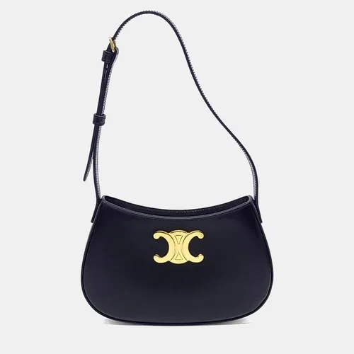 Celine Tilly Medium Black Calfskin Leather