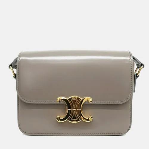Celine Triomphe Tin Gray Patent Leather