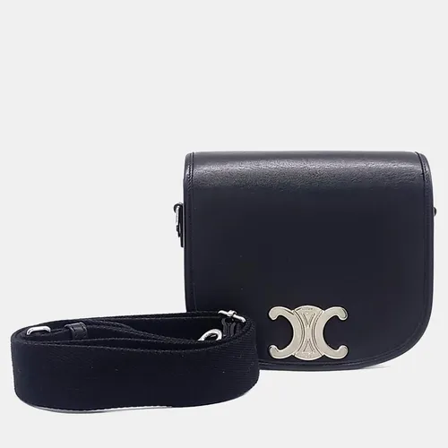Celine Triomphe Besace Small Black Leather