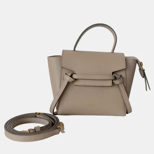 Celine Beige Leather Pico Belt Satchel Bag