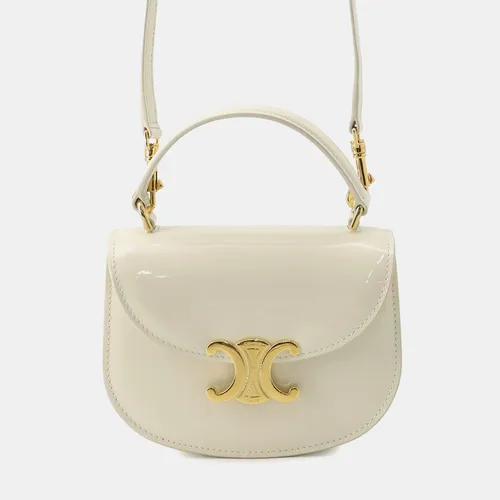 Celine Triomphe Mini Buzzas White Patent