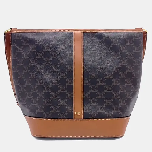 Celine Brown PVC Triumph Bucket Bag Medium