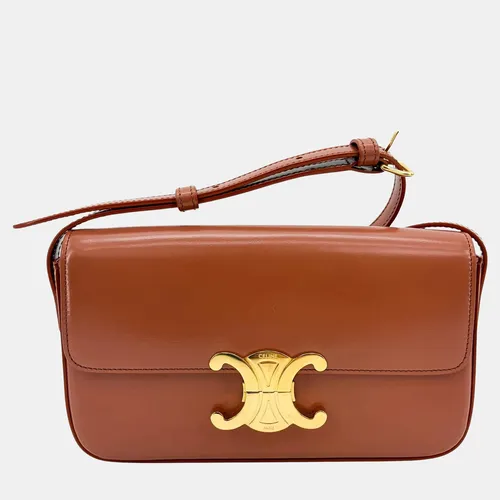 Celine Triomphe Claude Tan Shiny Calfskin