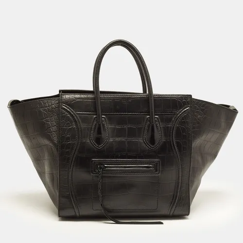 Celine Phantom Luggage Medium Black Croc
