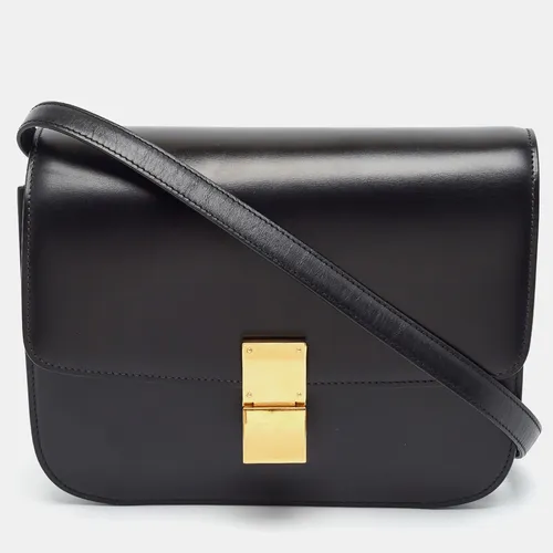 Celine Classic Box Medium Black Leather