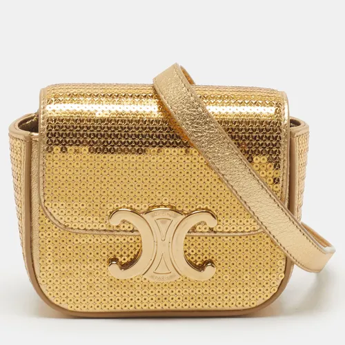 Celine Claude Mini Gold Sequins and