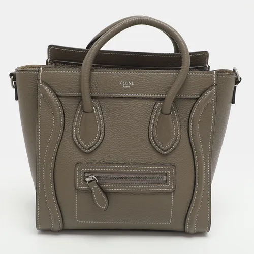 Celine Luggage Nano Taupe Leather Tote