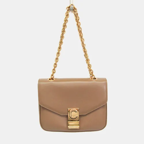 Celine C Small Beige Calfskin Leather
