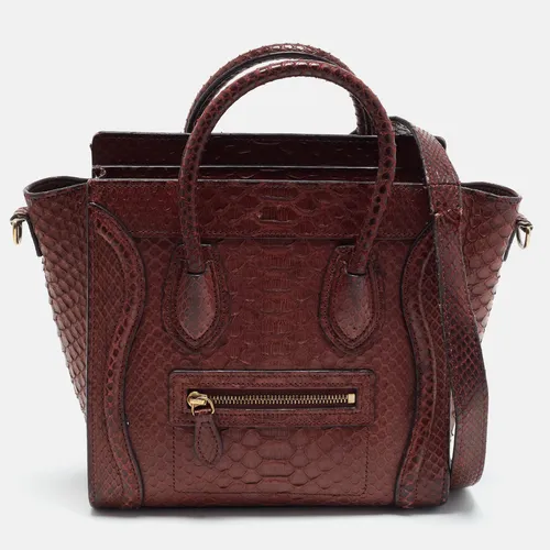 Celine Dark Burgundy Python Nano Luggage