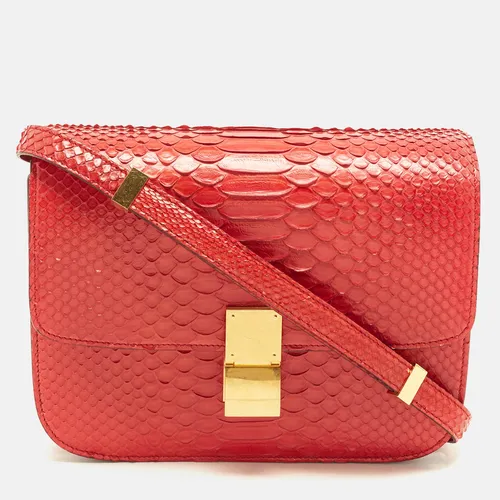 Celine Classic Box Medium Red Python