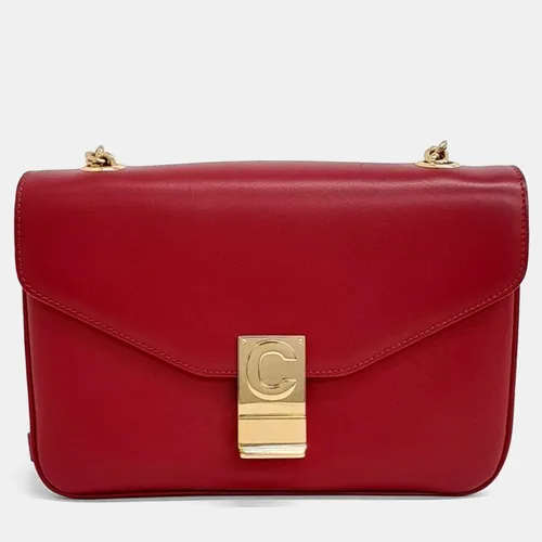 Celine C Medium Red Smooth Leather