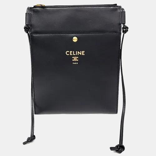 Celine Black Leather Sharp Pouch Crossbody