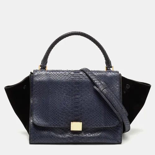 Celine Blue/Black Python and Suede Medium